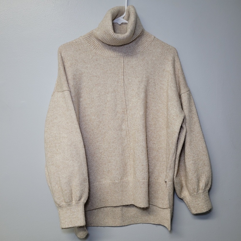 Gypsy Cloud Soft Turtleneck Sweater Beige Oatmeal Womens XL LF0S23443ME